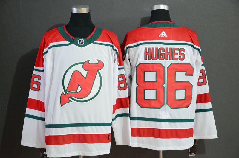 Men New Jersey Devils #86 Hughes White Adidas Stitched NHL Jersey->new jersey devils->NHL Jersey
